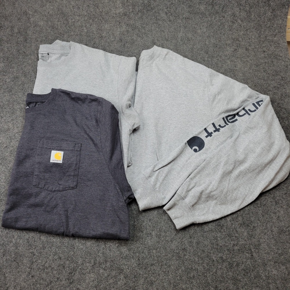 Carhartt T Shirt Mens XL Gray Chest Pocket Loose Fit Crew Neck Tee BUNDLE LOT